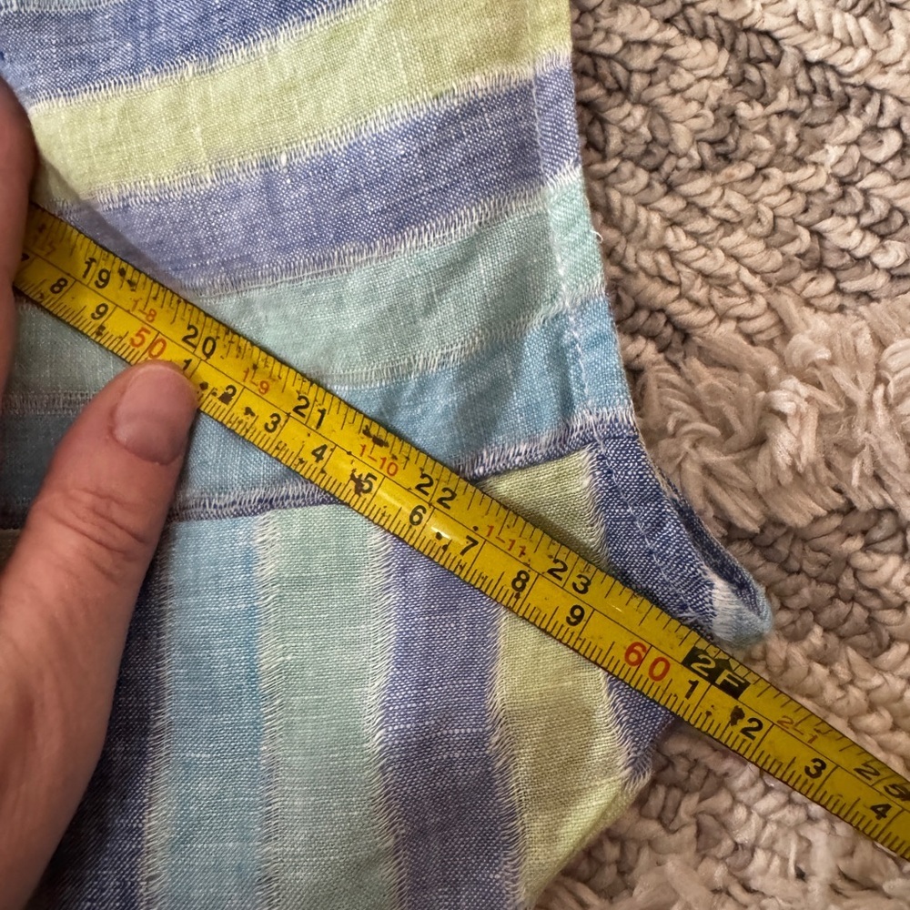 J Jill Love Linen Lotus Maxi Dress size XL Striped Blue Green Lined - Picture 16 of 16